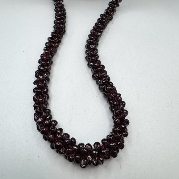 Stunning Natural Red Garnet Nugget Beaded Long Necklace 34" - Picture 6 of 11